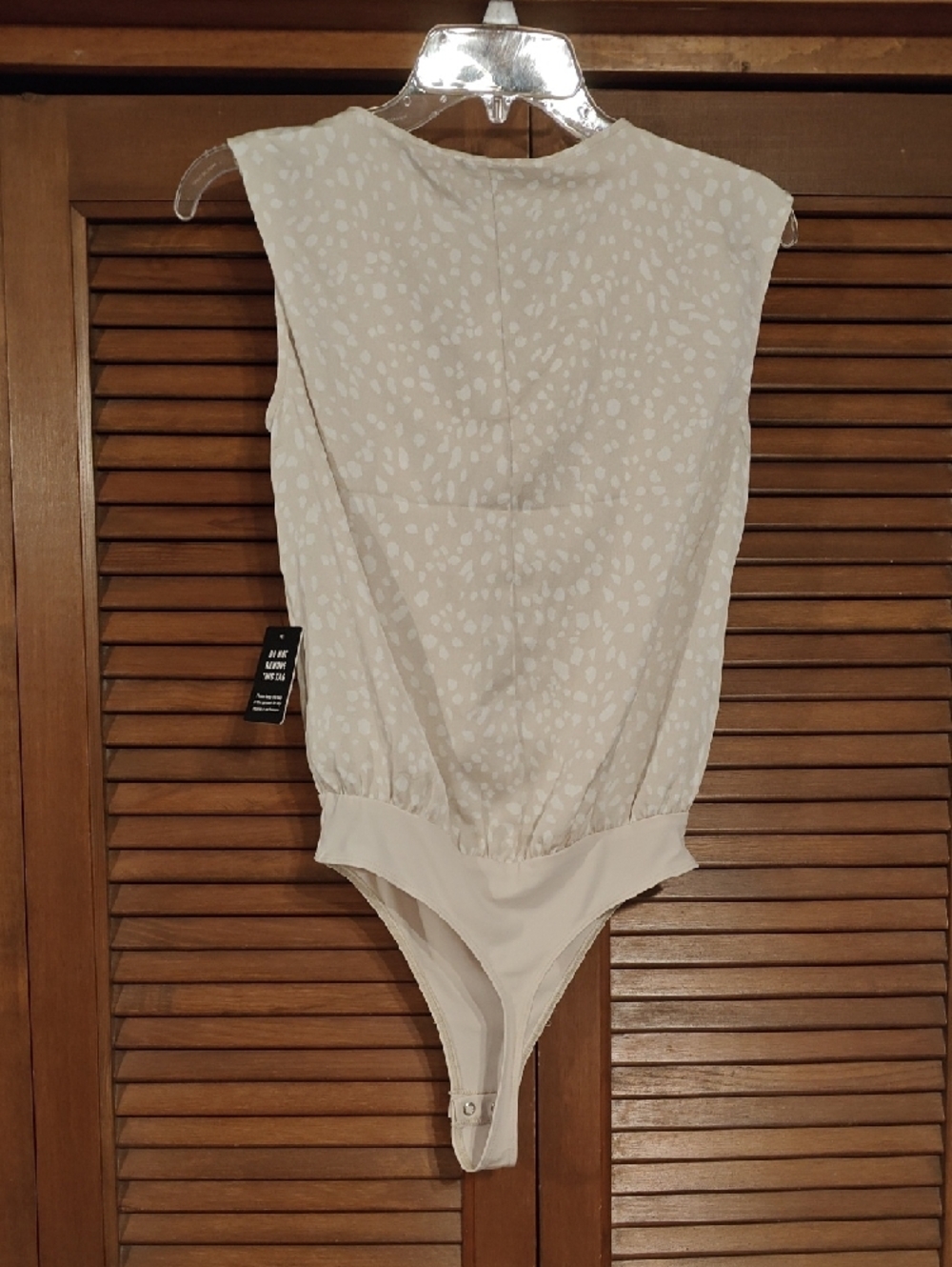 NWT Express Cream Drape-Neck Sleeveless Bodysuit - Picture 2 of 6